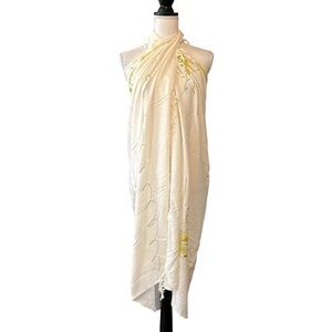 NWT Pineapple Moon Swim Coverup Sarong Wrap Skirt Dress One Size in White Green